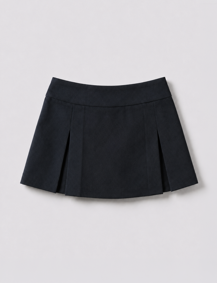 Skort blu notte con pieghe still life retro