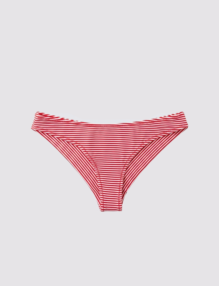 Slip bikini a righe rosse frontale