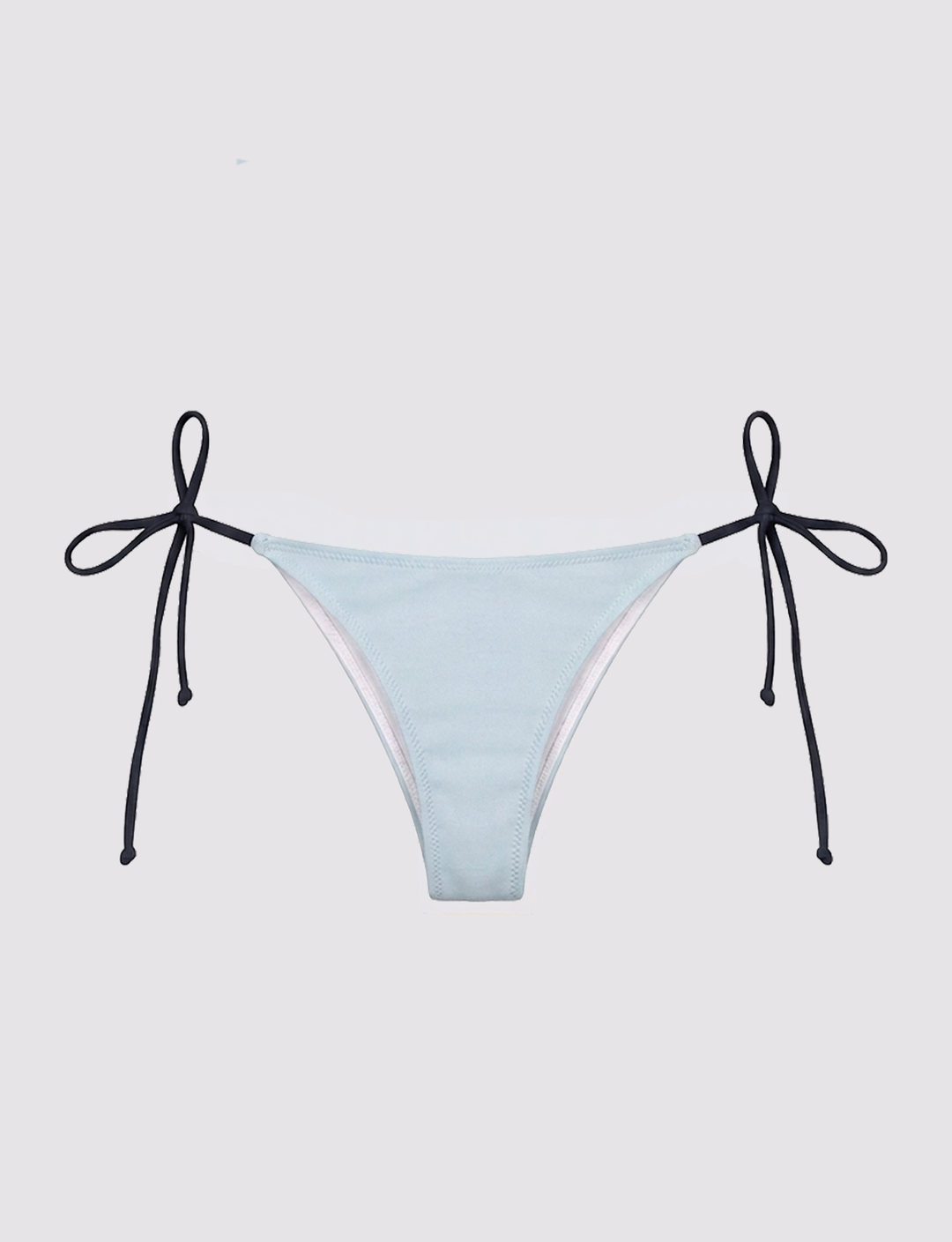 Slip bikini azzurro con laccetti a contrasto frontale