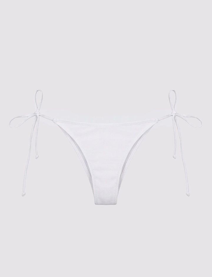 Slip bikini bianco con arricciatura frontale