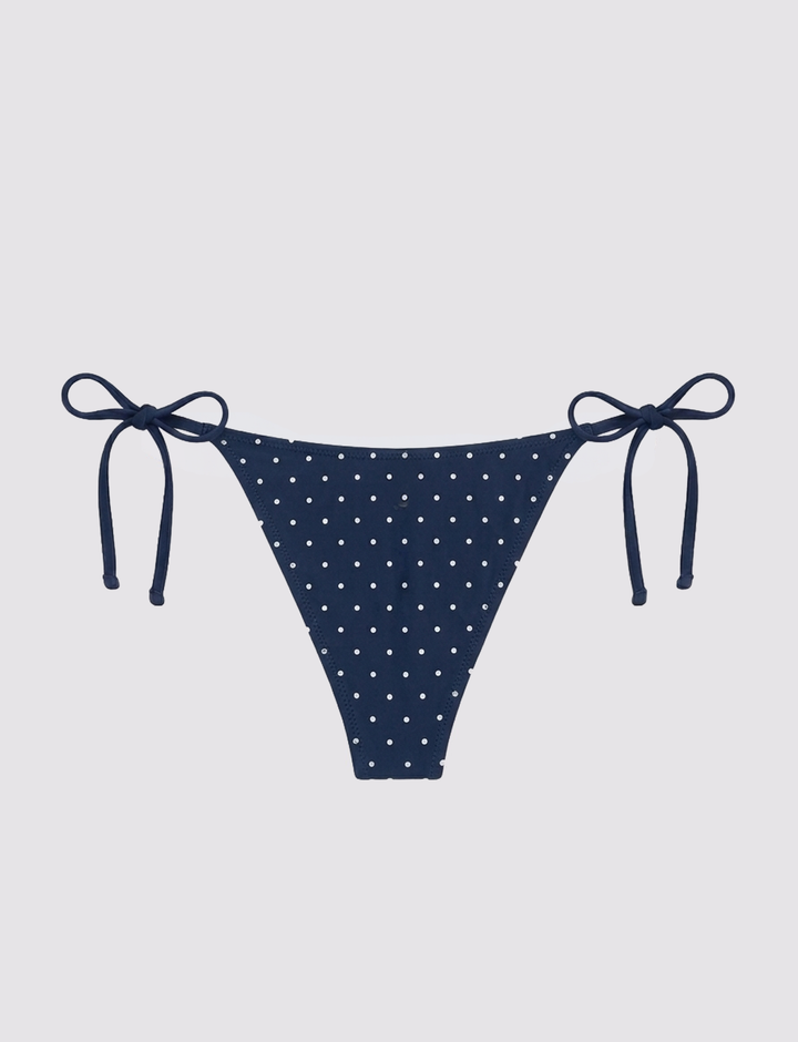 Slip bikini blu a pois retro