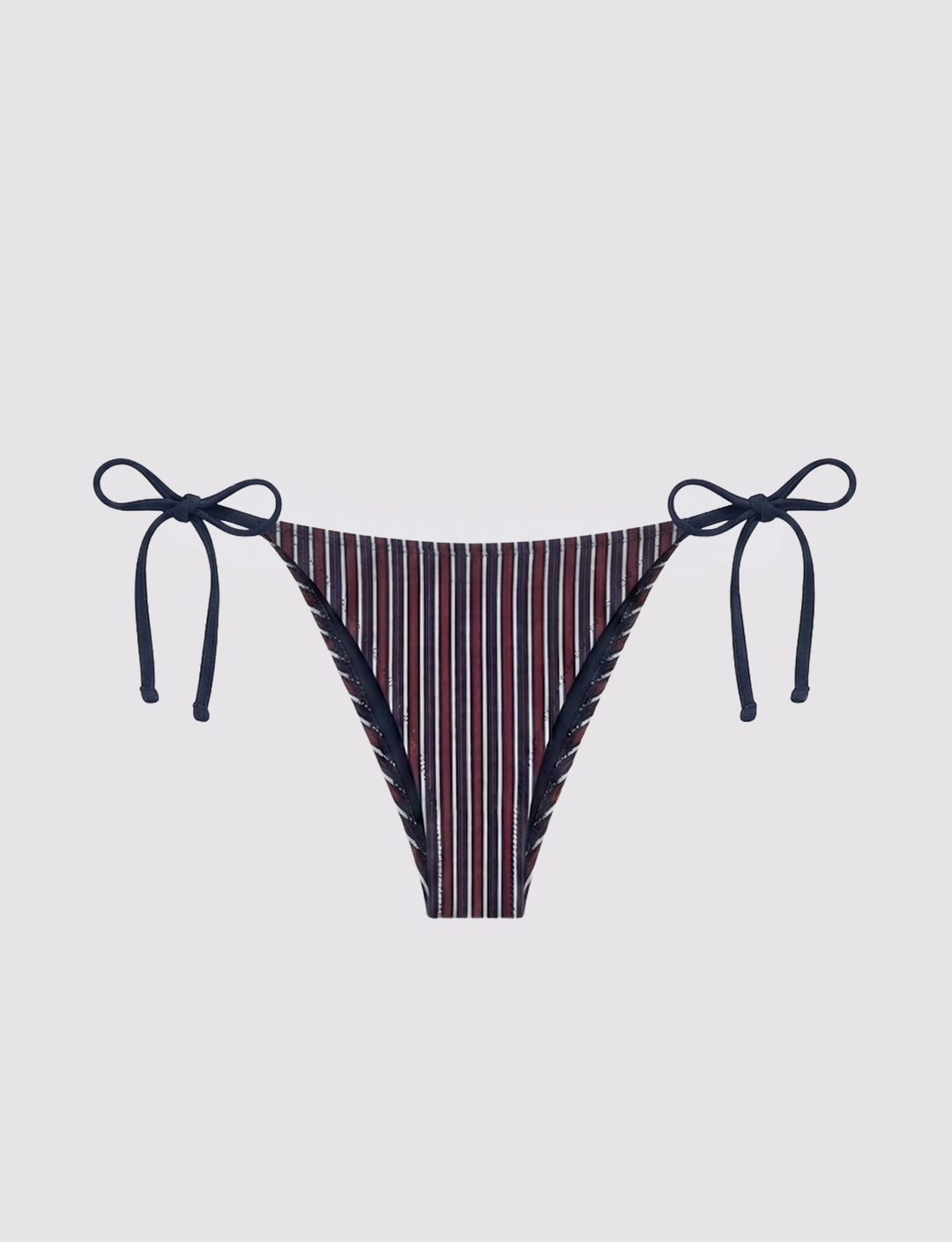 Slip bikini blu a righe rosse e blu frontale