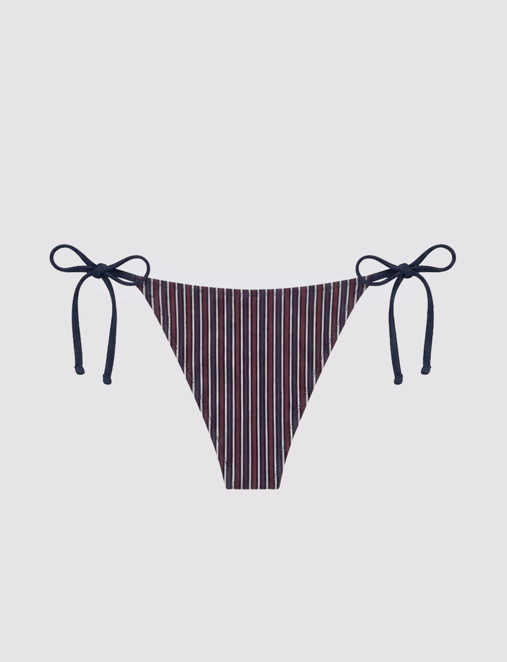 Slip bikini blu a righe rosse e blu retro
