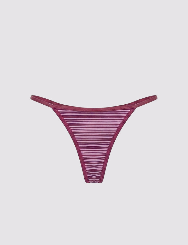 Slip bikini bordeaux a righe