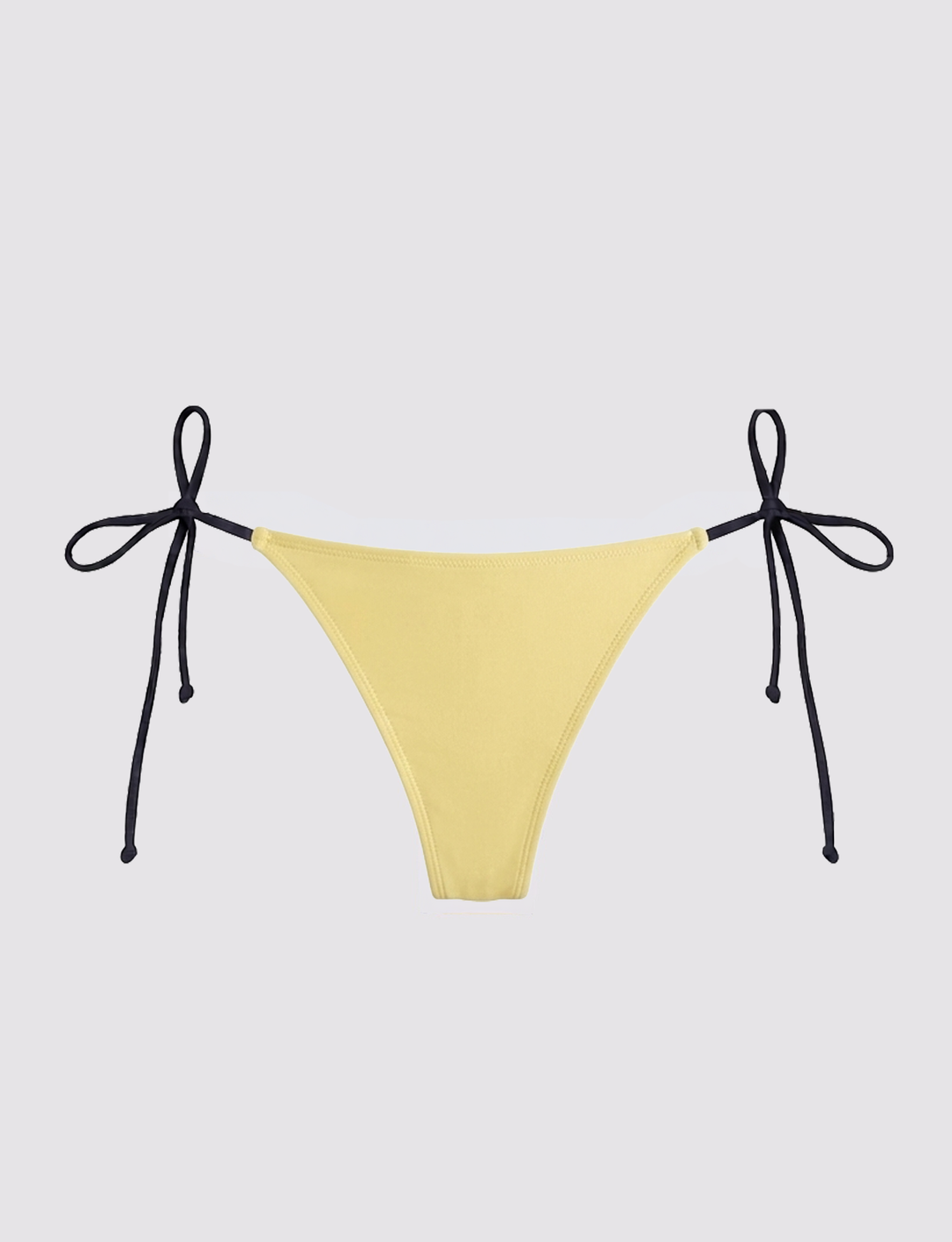 Slip bikini giallo con laccetti a contrasto retro
