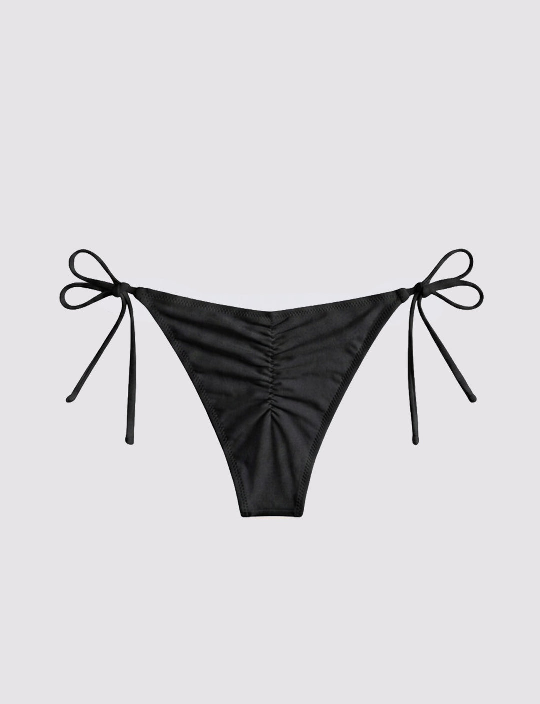 Slip bikini nero con arricciatura retro
