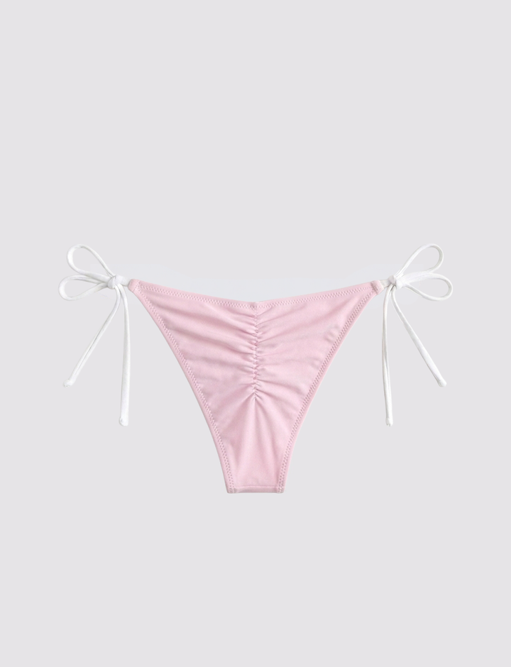 Slip bikini rosa con arricciatura retro