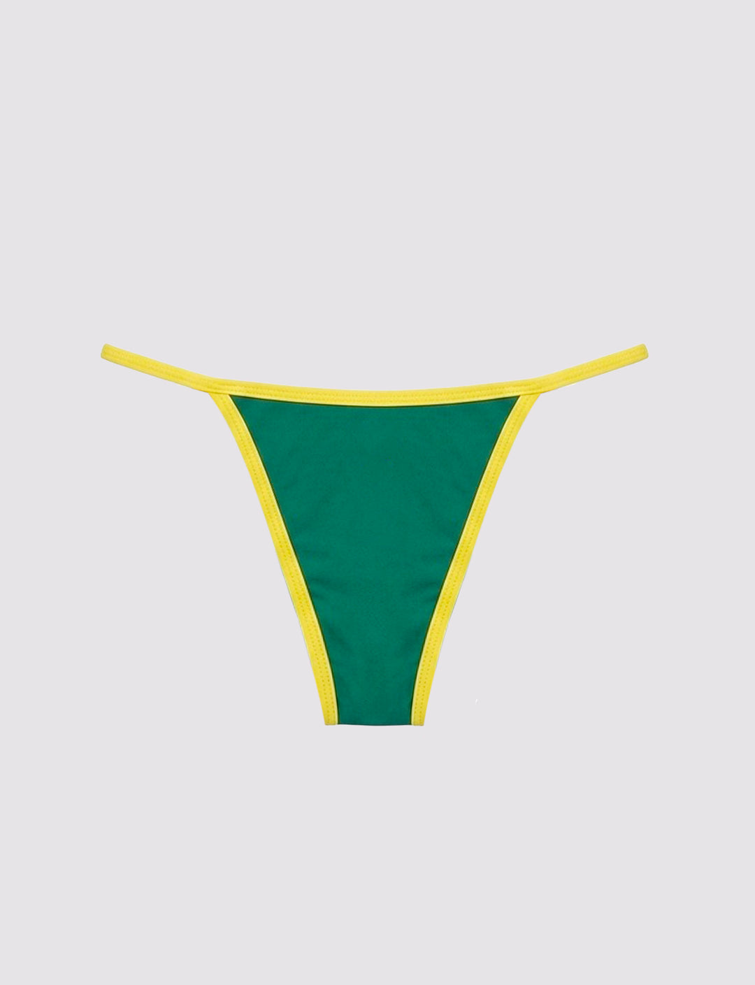 Slip bikini verde con stampa Brasile still life retro