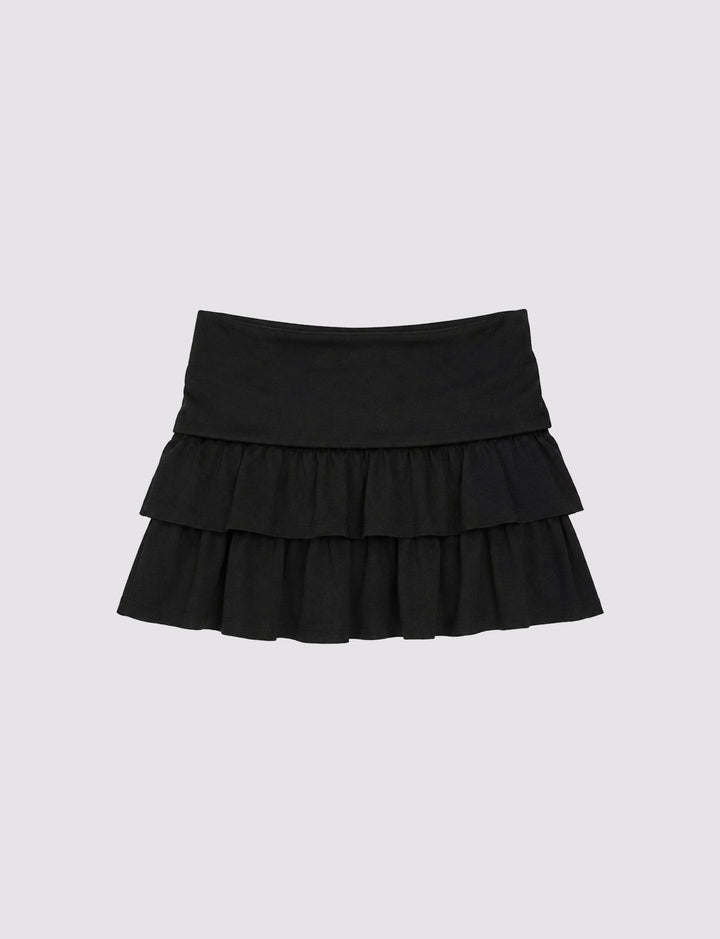 Suite Benedict - Skort nera in jersey con balze