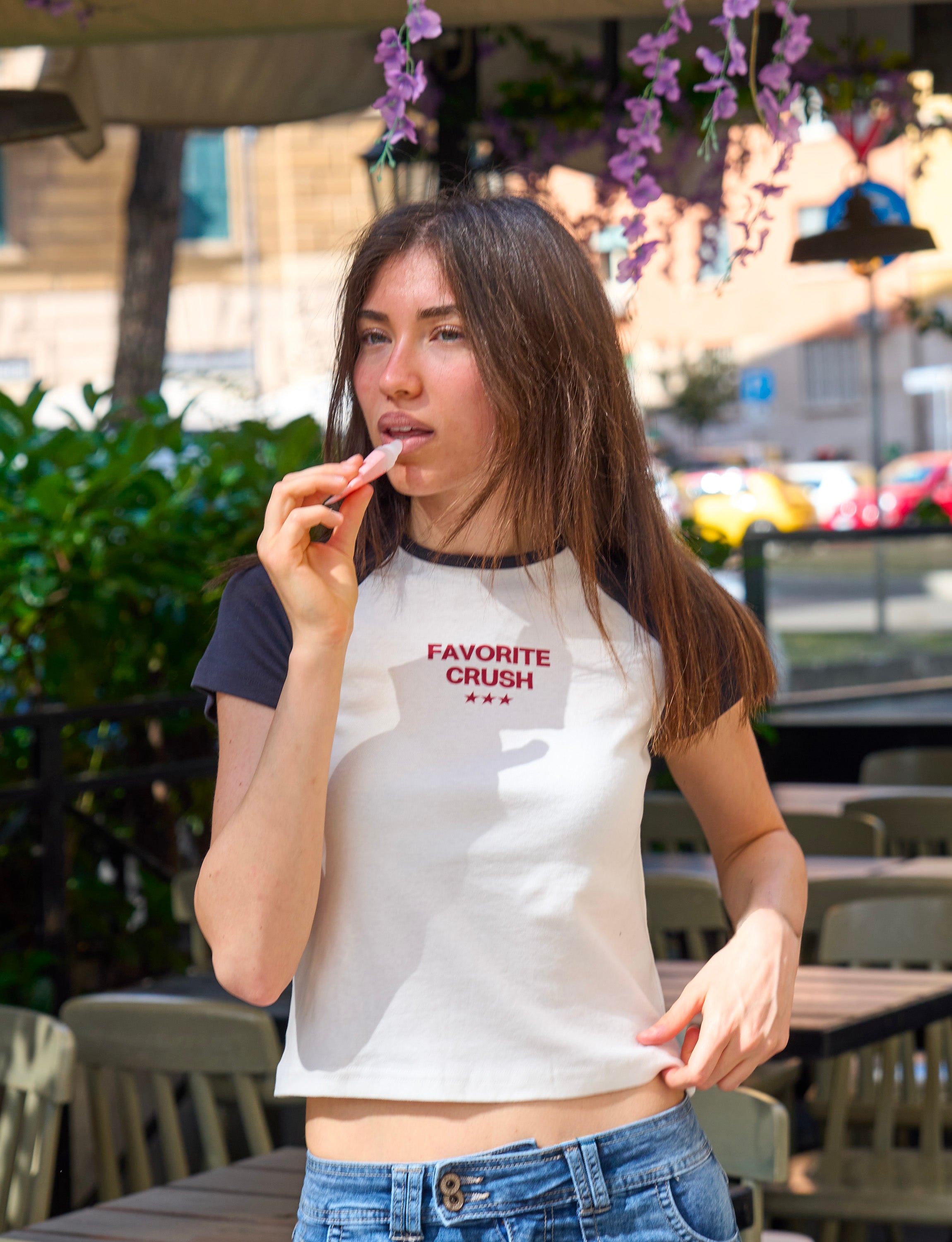 T-shirt a manica corta bicolor "Favorite crush"