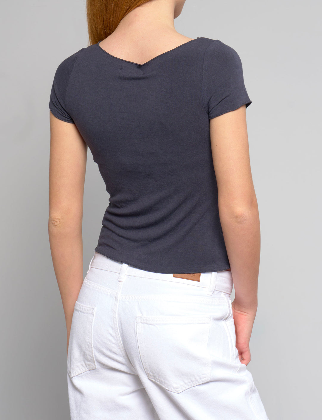 Suite Benedict - T-shirt blu notte aderente a manica corta look retro