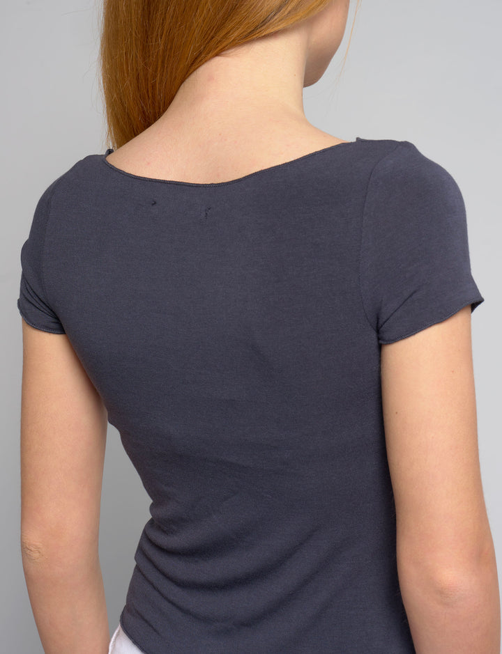 Suite Benedict - T-shirt blu notte aderente a manica corta retro