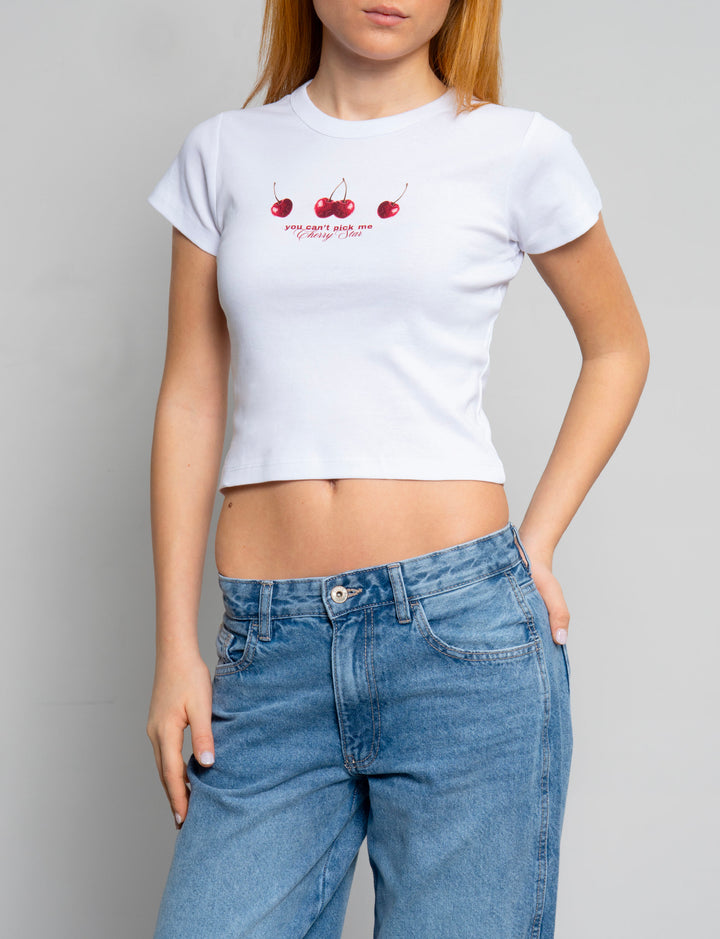 T-shirt bianca con stampa ciliegie -  T-SHIRT STAMPA  