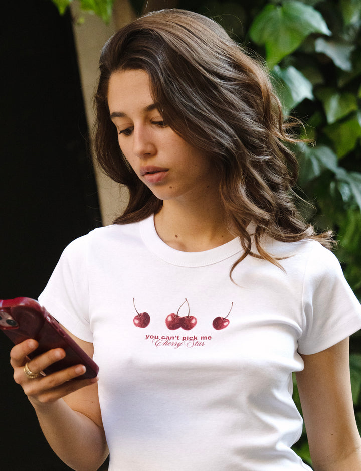 T-shirt bianca con stampa ciliegie -  T-SHIRT STAMPA  