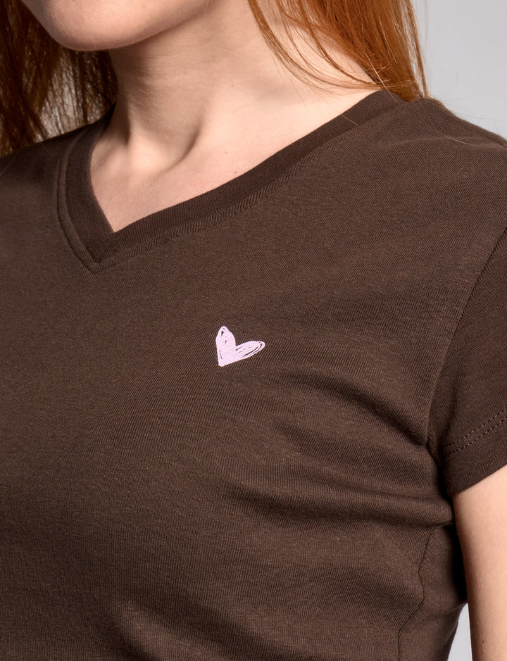 T-shirt marrone con cuore -  T-SHIRT STAMPA  