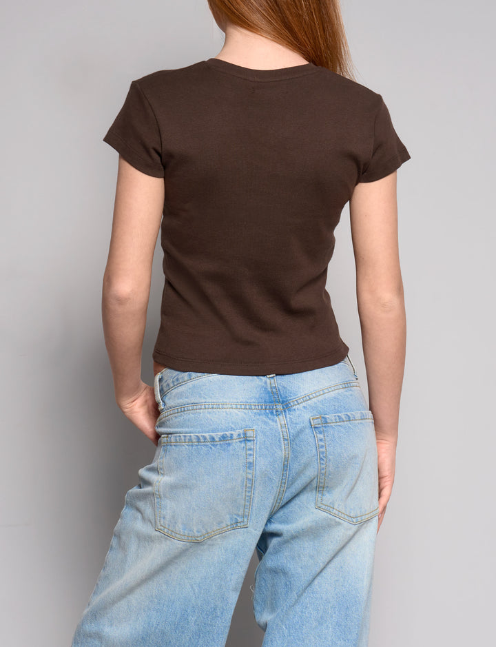 T-shirt marrone con cuore -  T-SHIRT STAMPA  