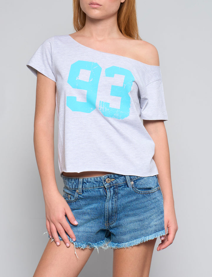 T-shirt asimmetrica con numero 93 frontale