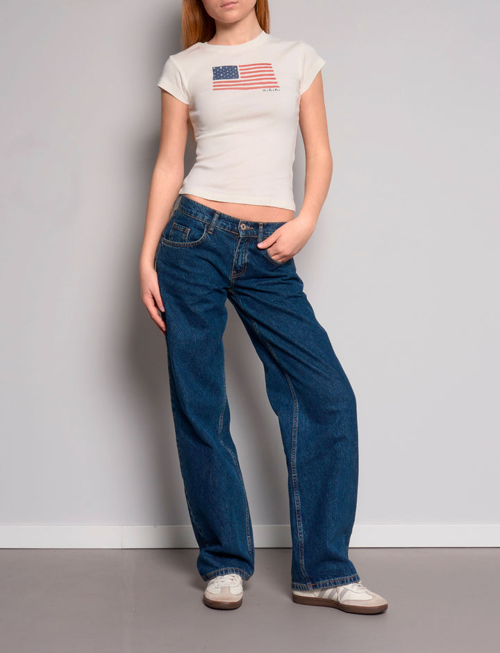 T-shirt bianca con bandiera USA