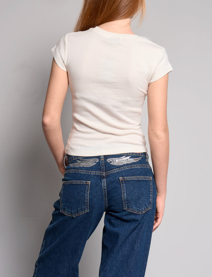 T-shirt bianca con bandiera USA