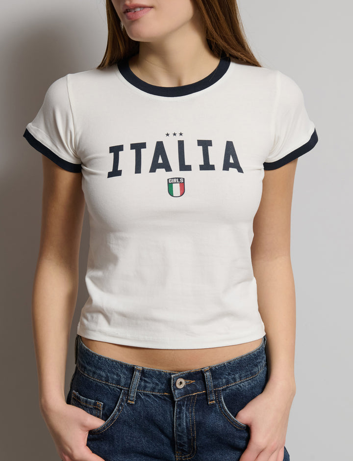 T-shirt bianca con grafiche Italia
