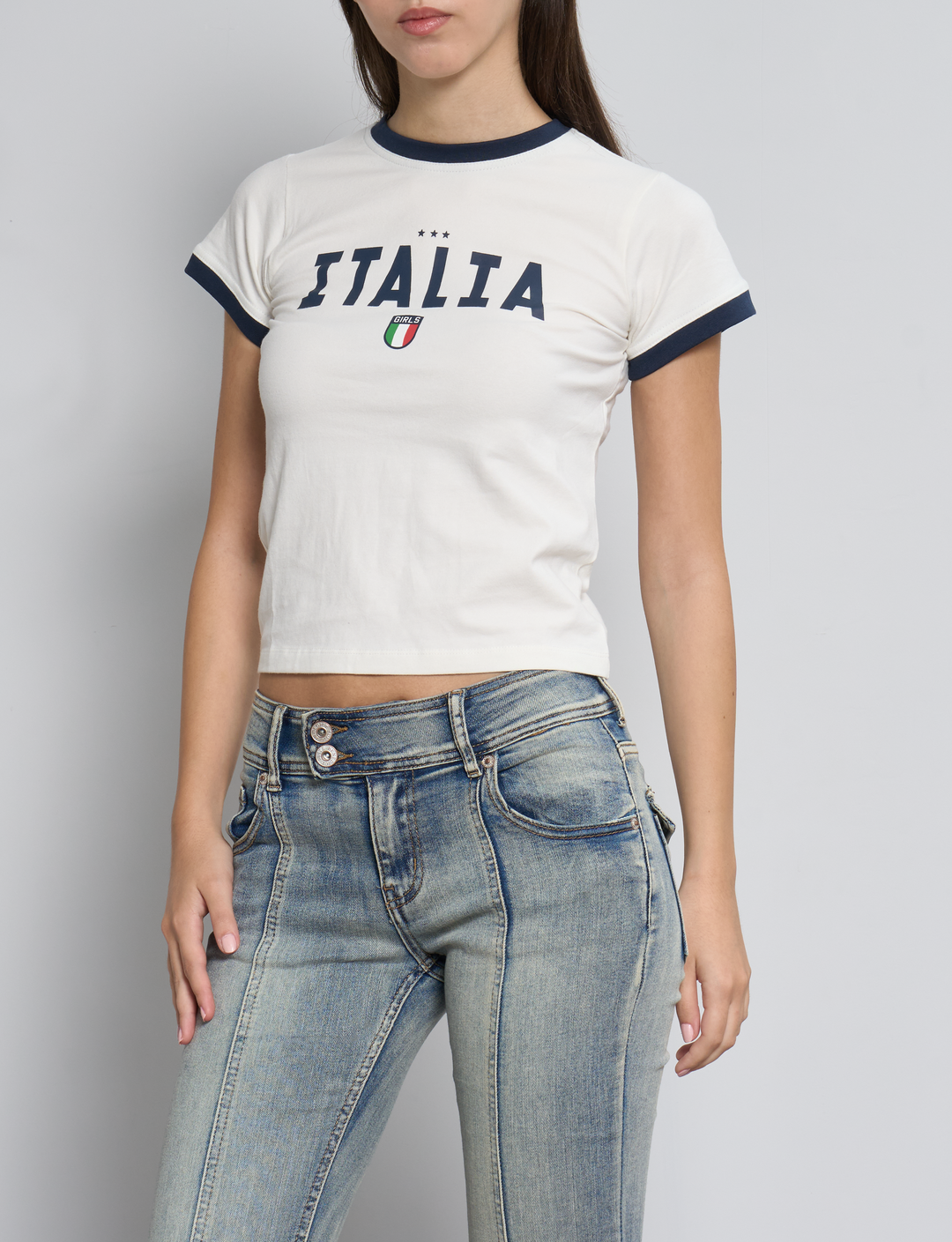 T-shirt bianca con grafiche Italia frontale