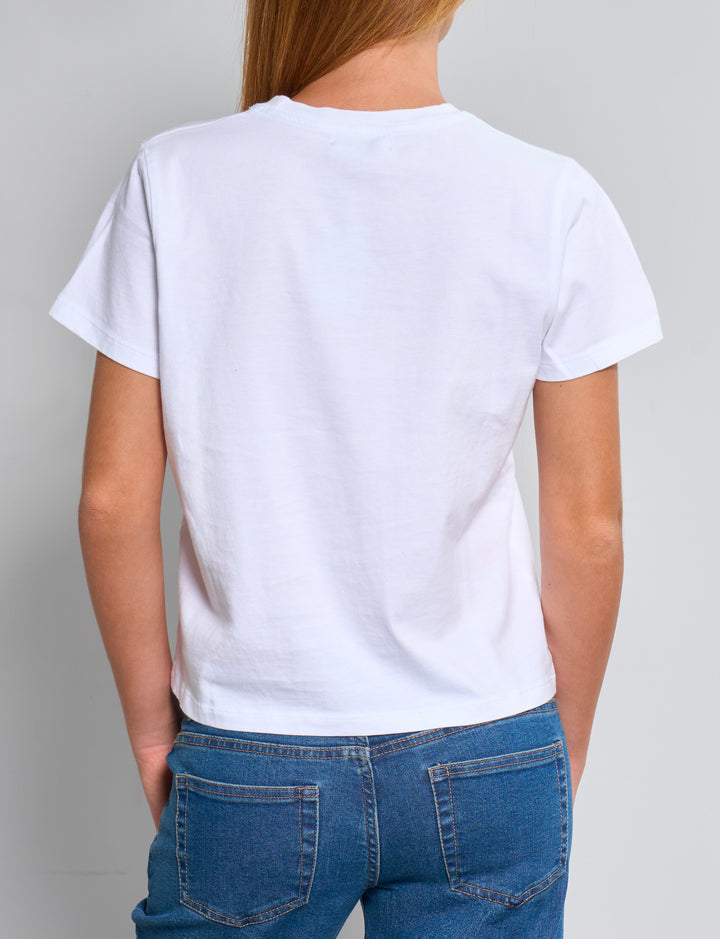 T-shirt bianca con scritta rosa BAD CHOICES retro