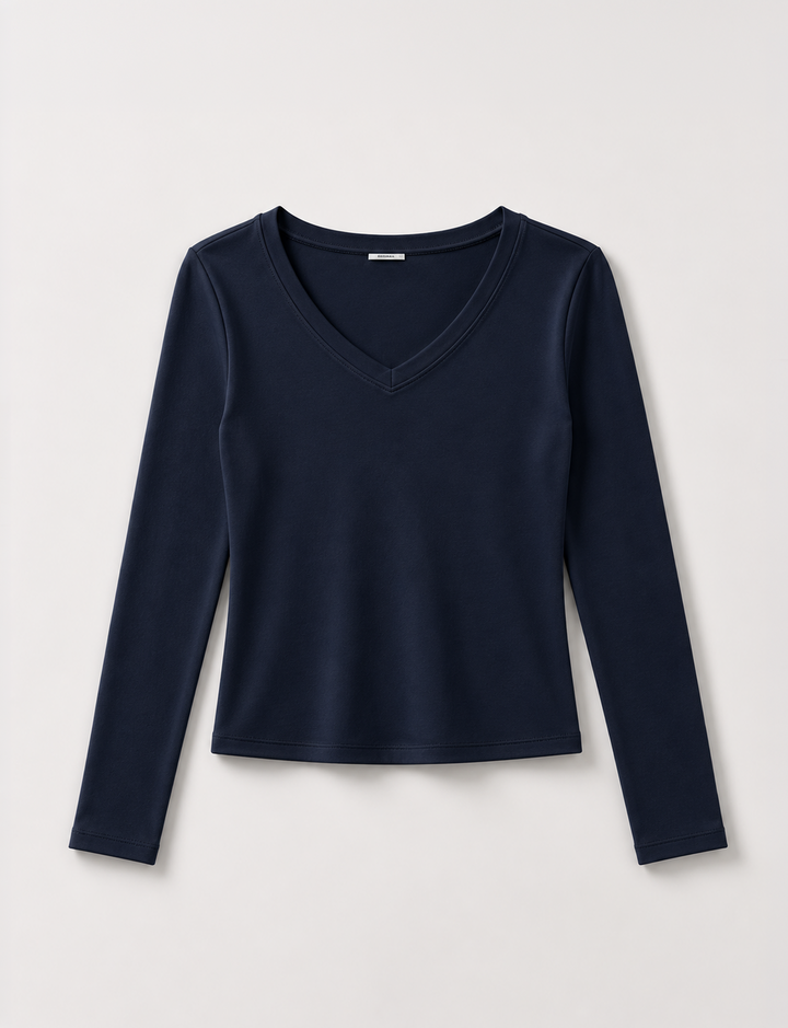 T-shirt blu navy a manica lunga still life