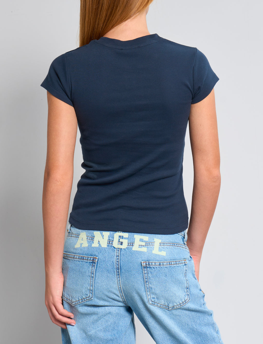 T-shirt blu navy con bandiera UK in strass retro
