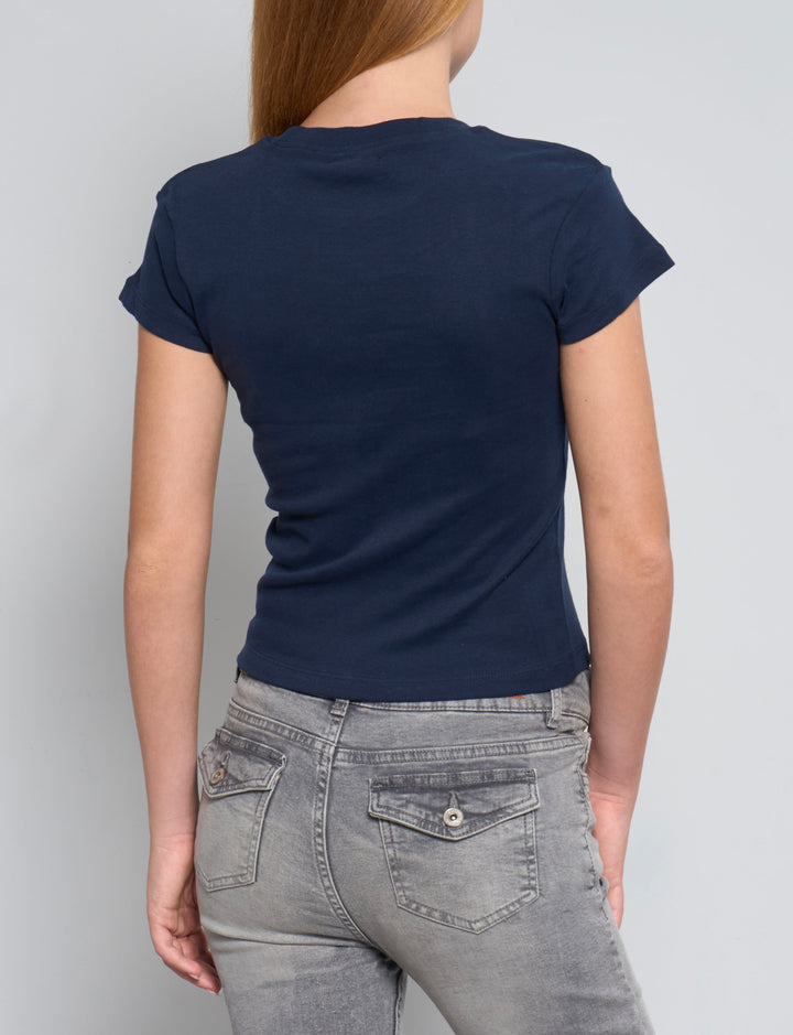 T-shirt blu navy con stampa numero 17 retro