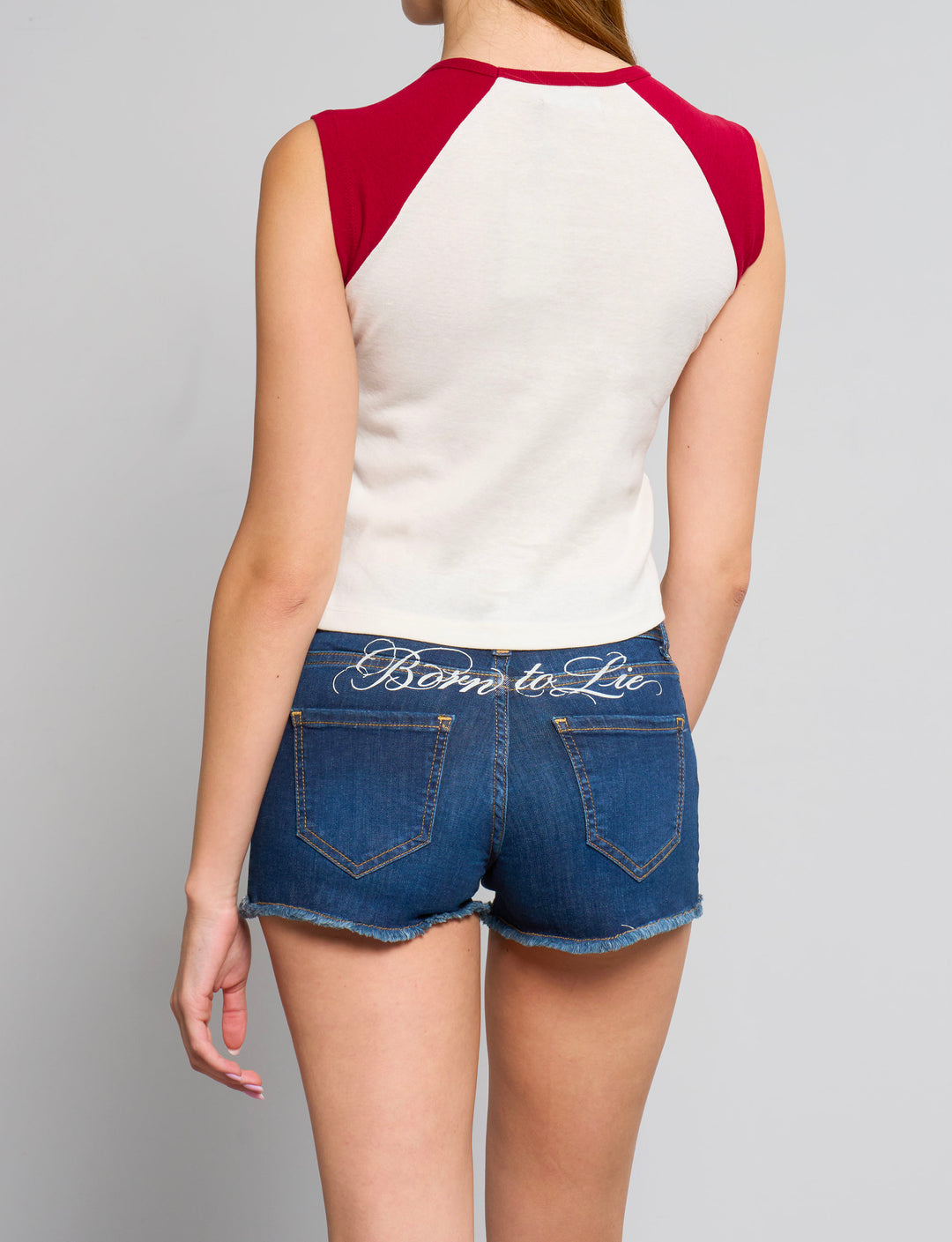 T-shirt manica bicolor con scritta “Superstar" retro