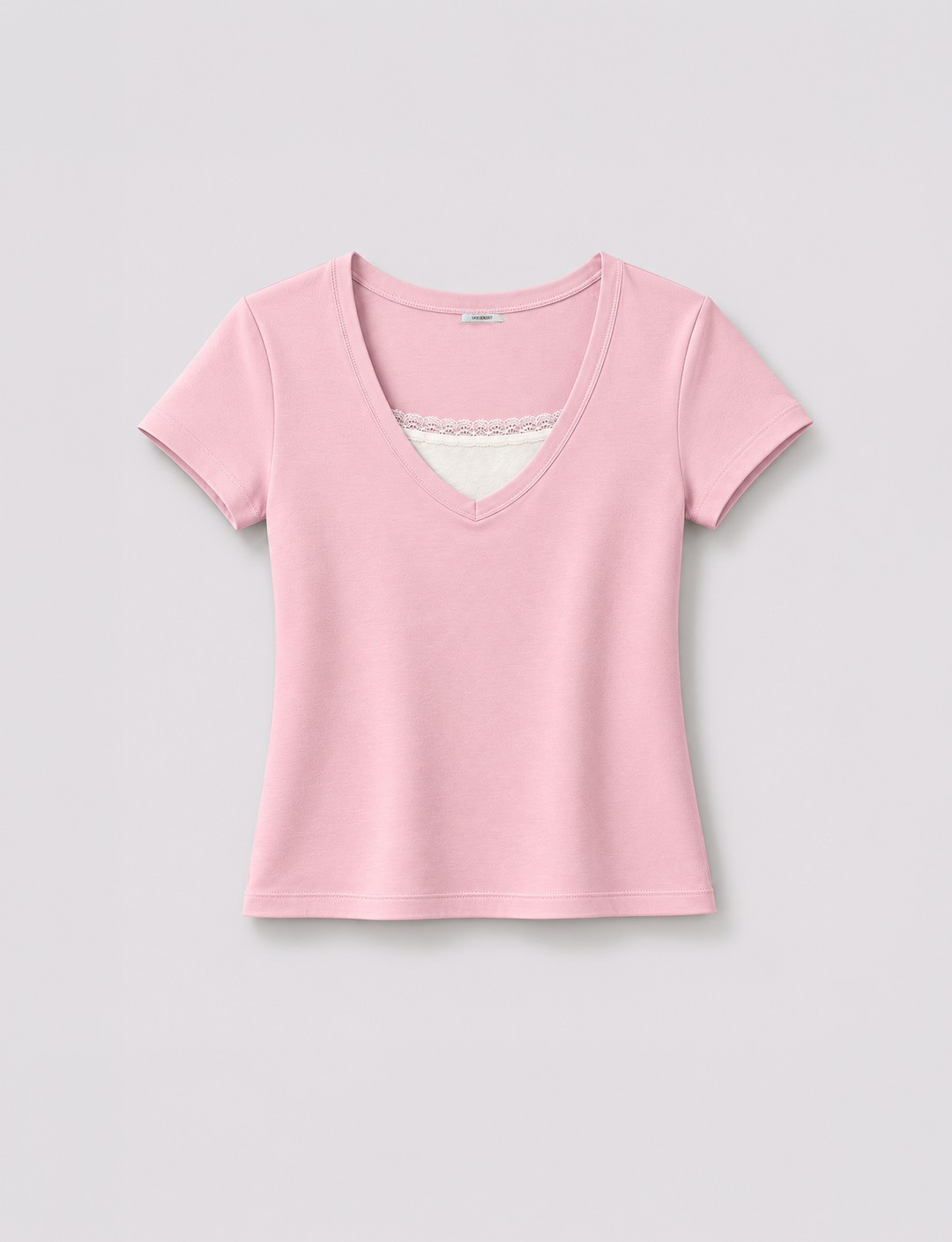 T-shirt rosa doppio strato con pizzo still life