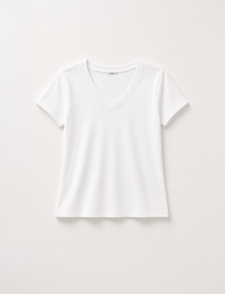 T-shirt scollo a V panna still life