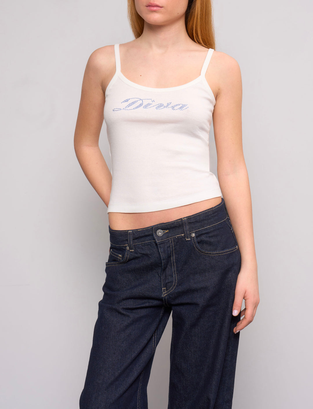 Top canotta con scritta "Diva" in strass -  T-SHIRT STAMPA  
