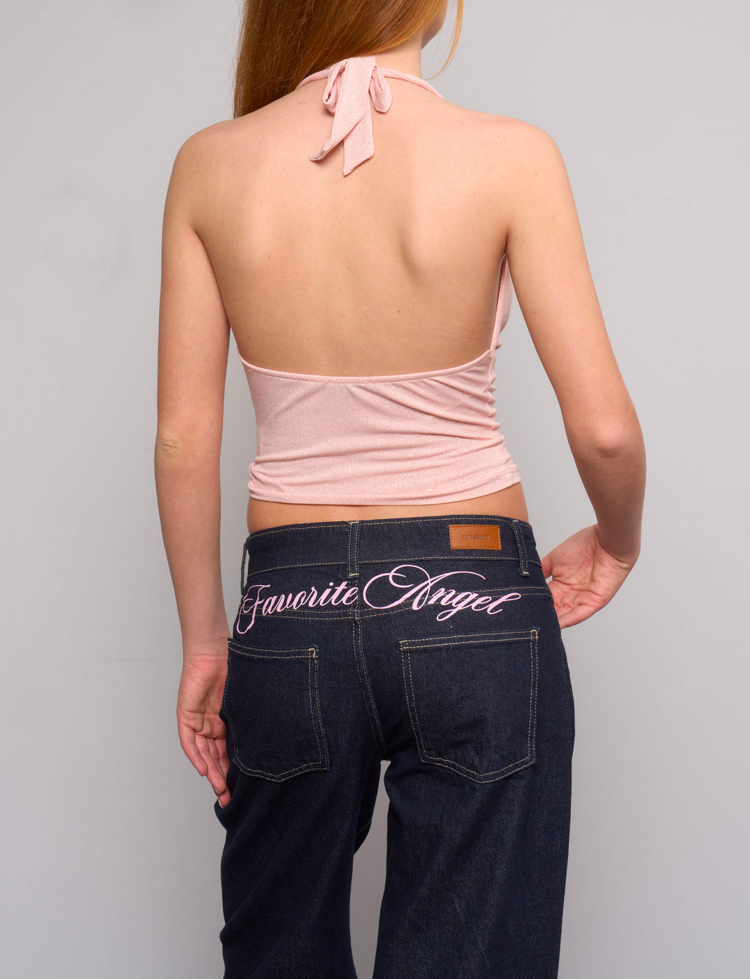 Top rosa in lurex con scollo morbido e schiena scoperta -  TOP  