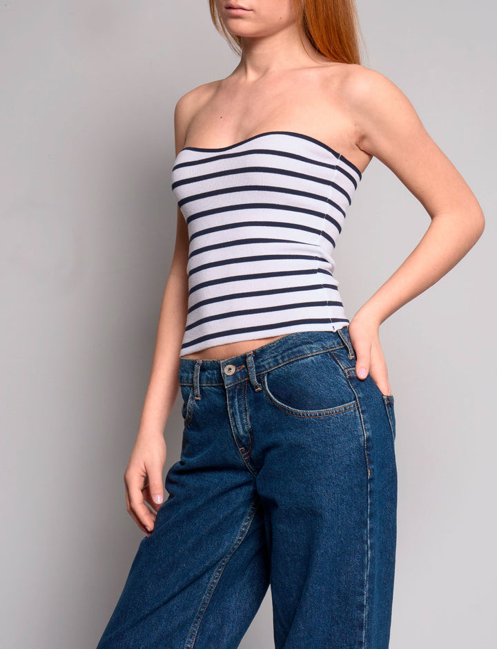 Top a fascia in maglia a righe