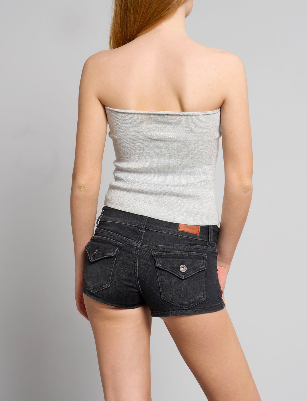 Top a fascia in maglia argento retro