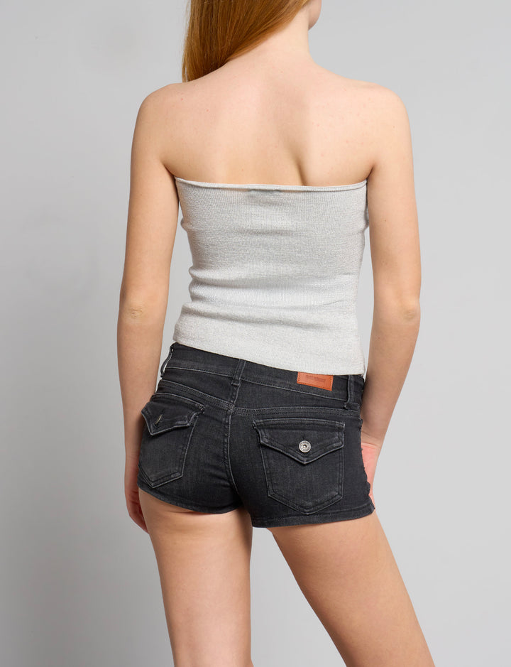 Top a fascia in maglia argento retro