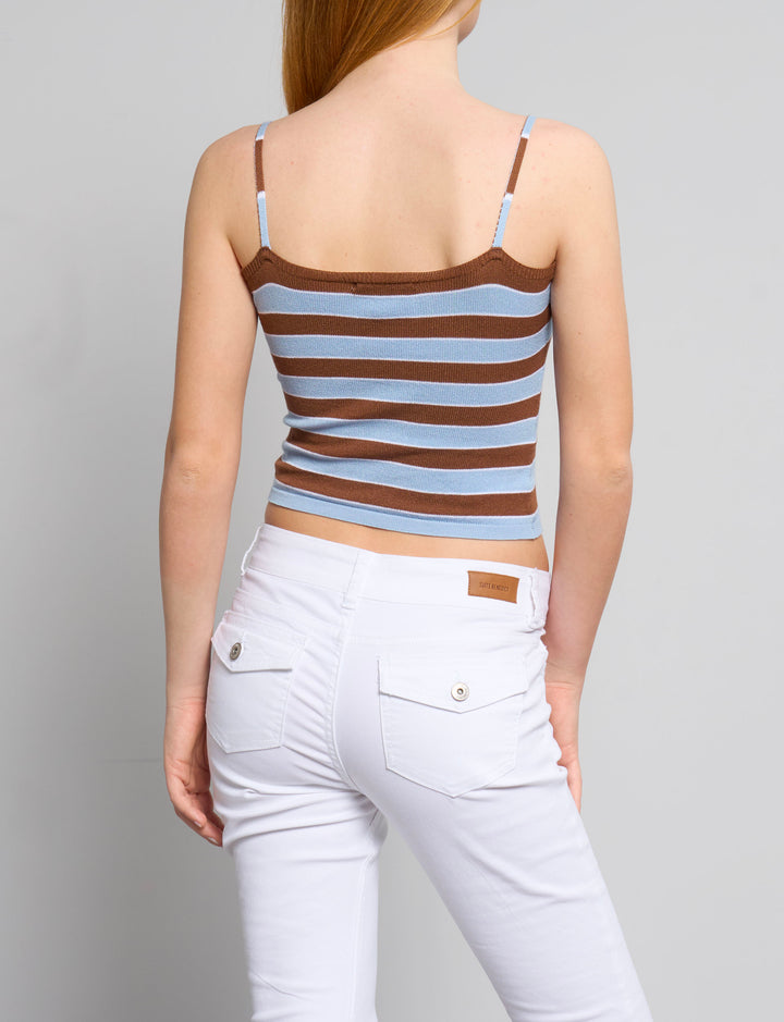 Top a righe in maglia con bretelline sottili retro