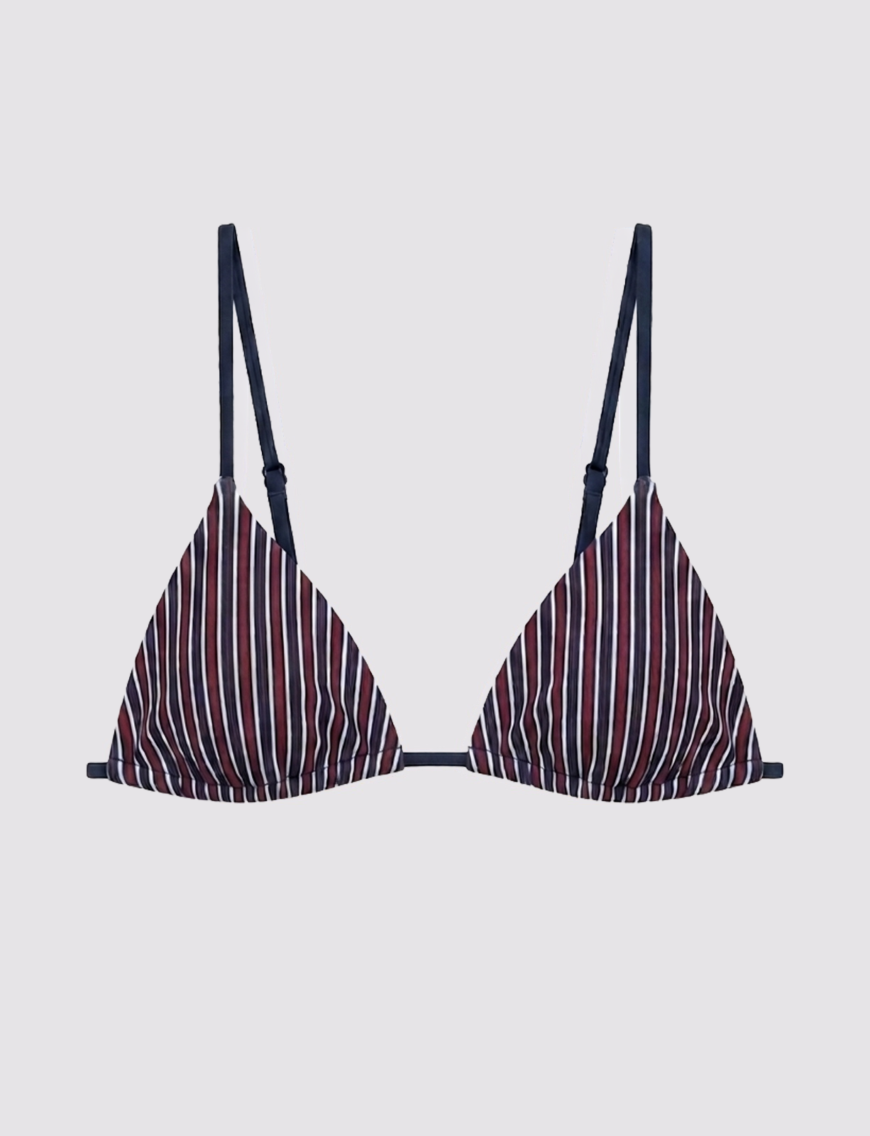 Top bikini a triangolo a righe blu e rosse