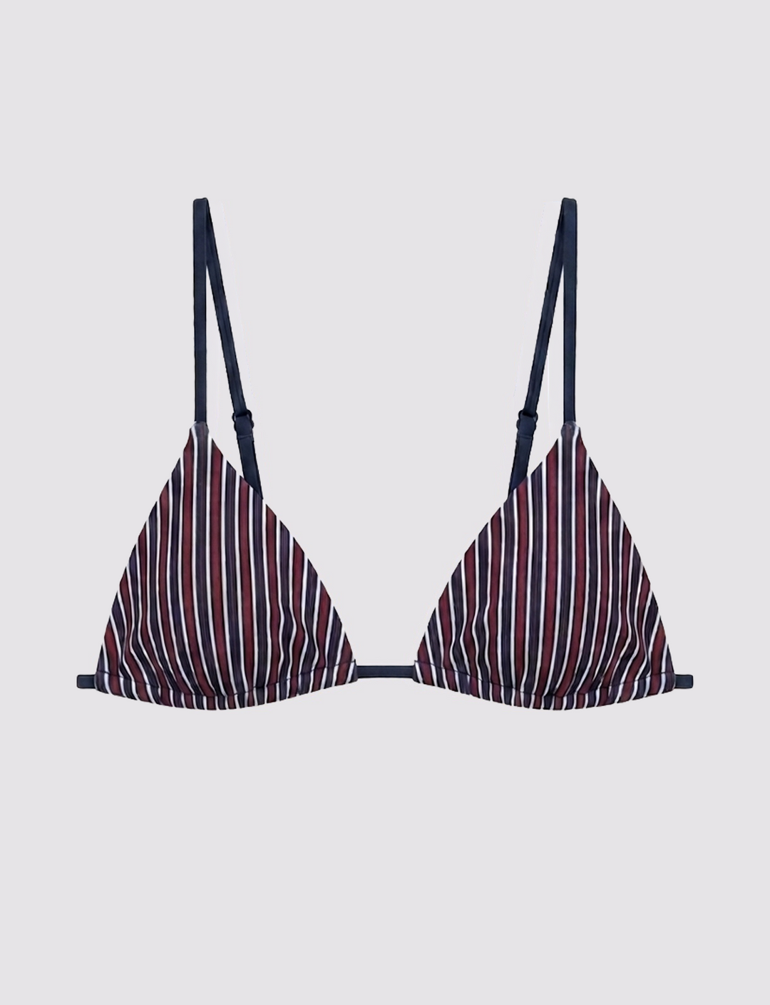 Top bikini a triangolo a righe blu e rosse
