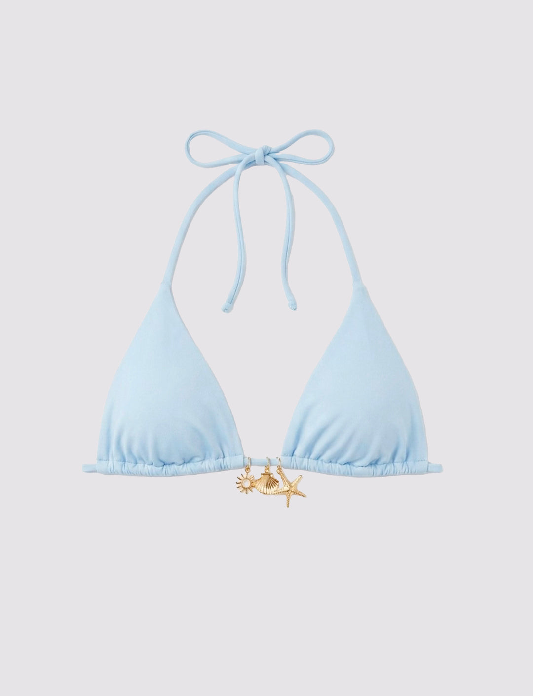Top bikini a triangolo azzurro con charms