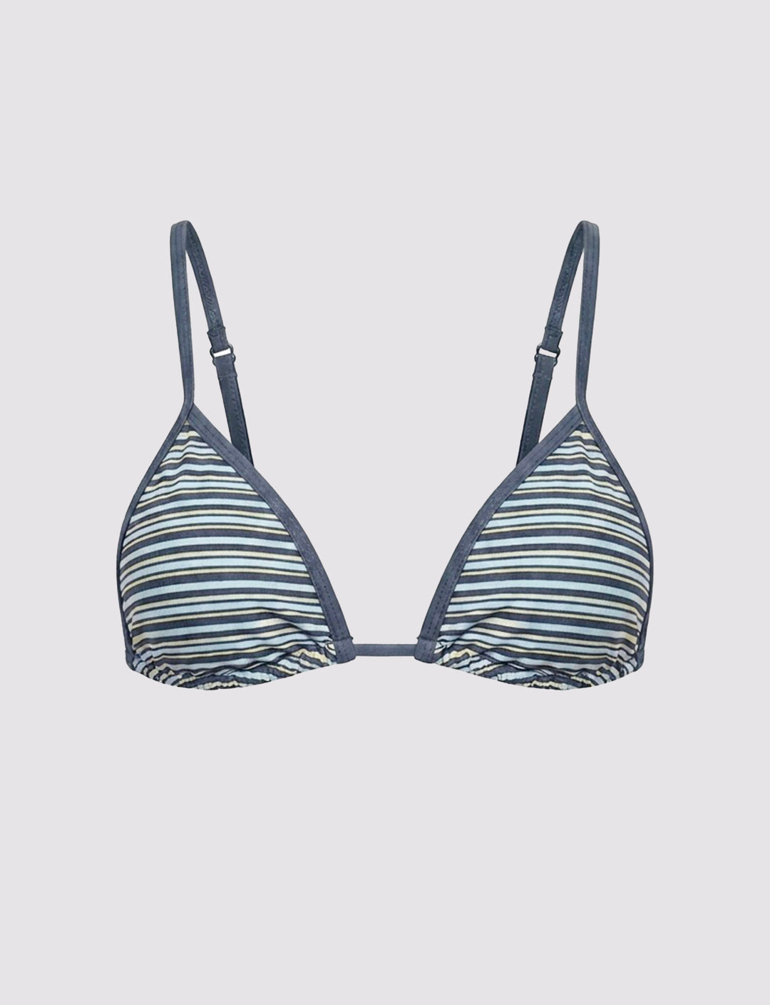 Top bikini a triangolo blu a righe