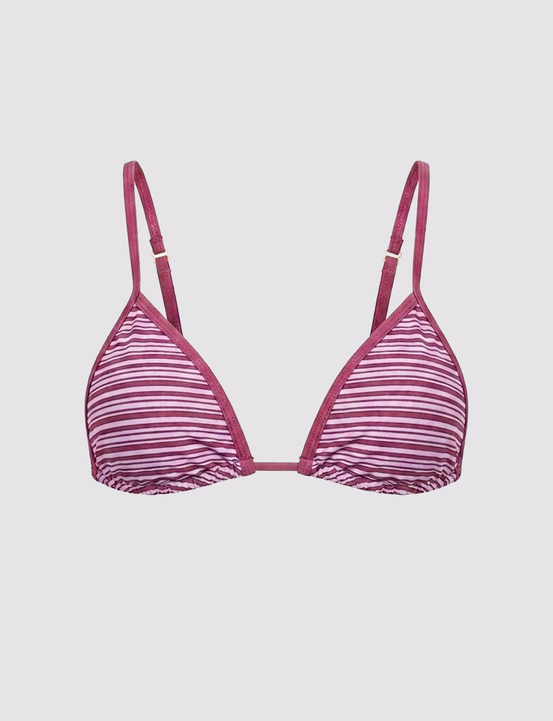 Top bikini a triangolo bordeaux a righe