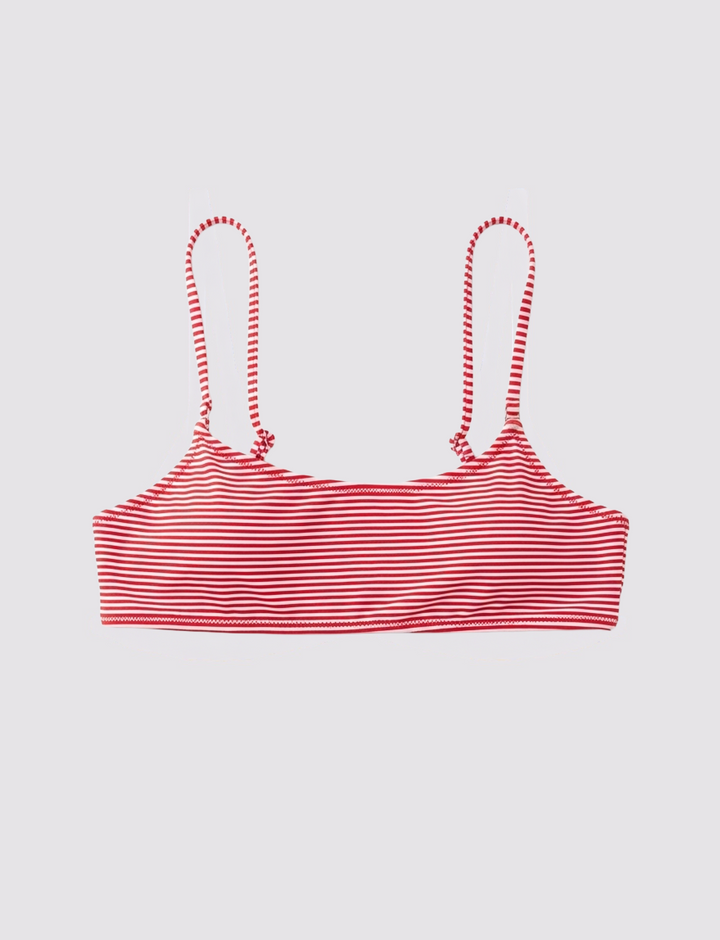 Top bikini bralette a righe rosse