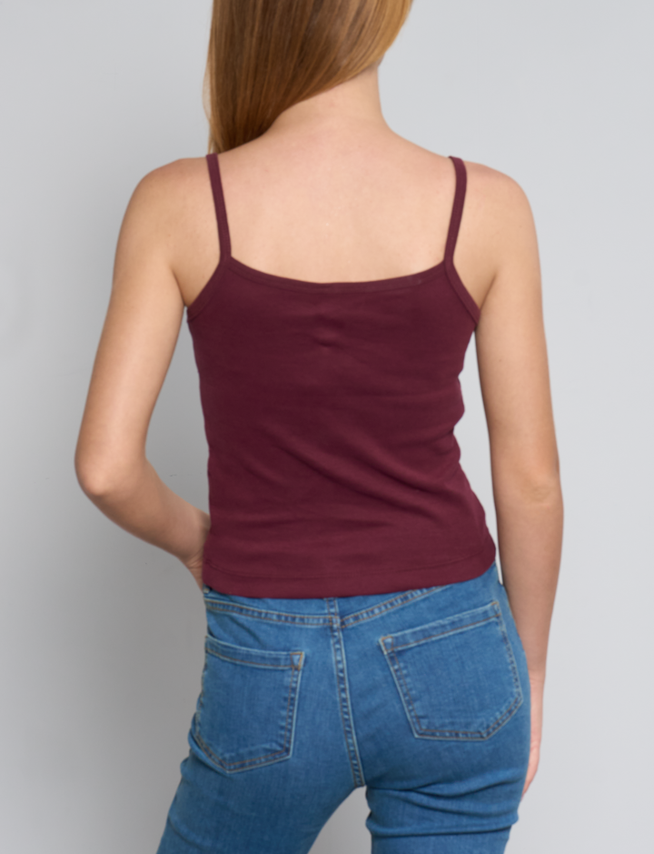 Top canotta bordeaux con grafiche New York retro