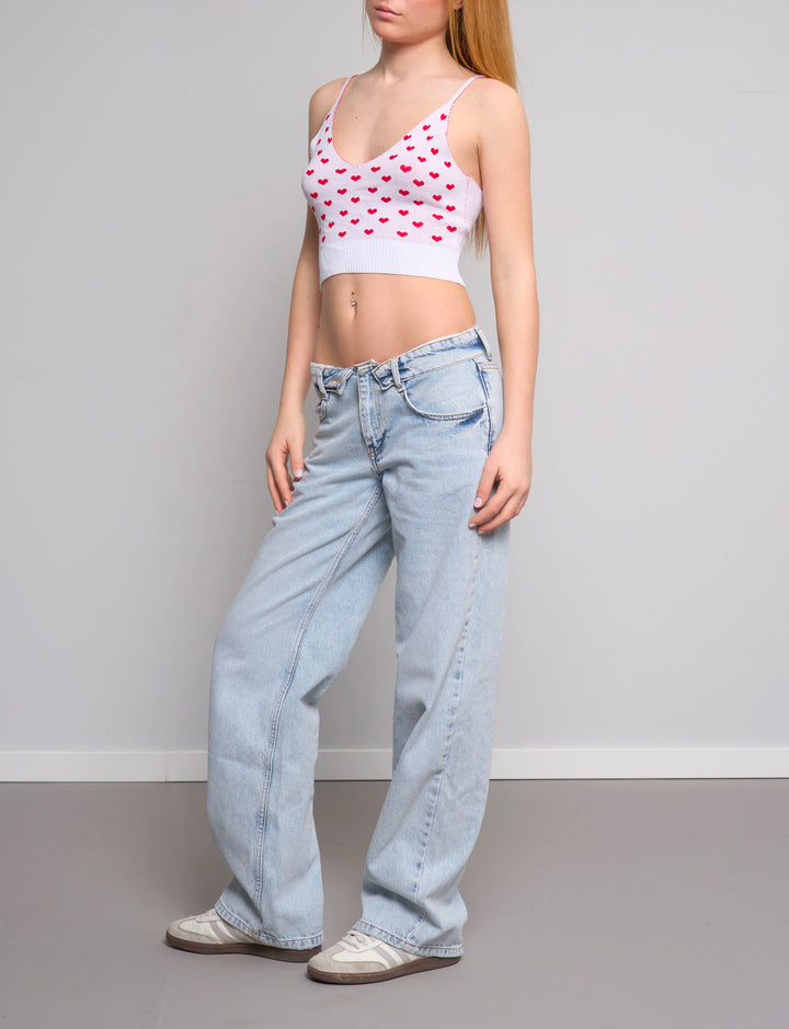 Top in maglia con cuoricini