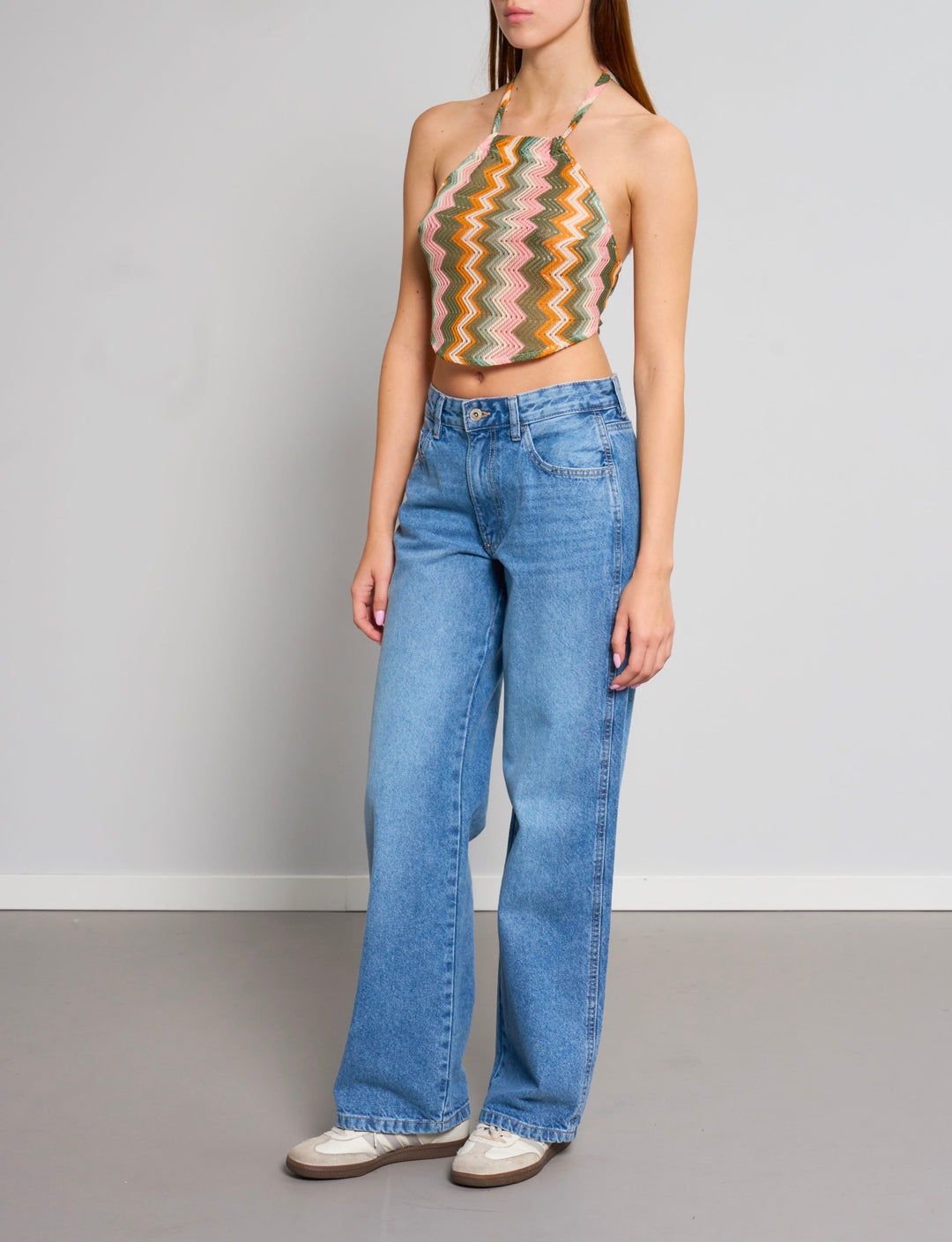 Top multicolor con fantasia a zig zag look