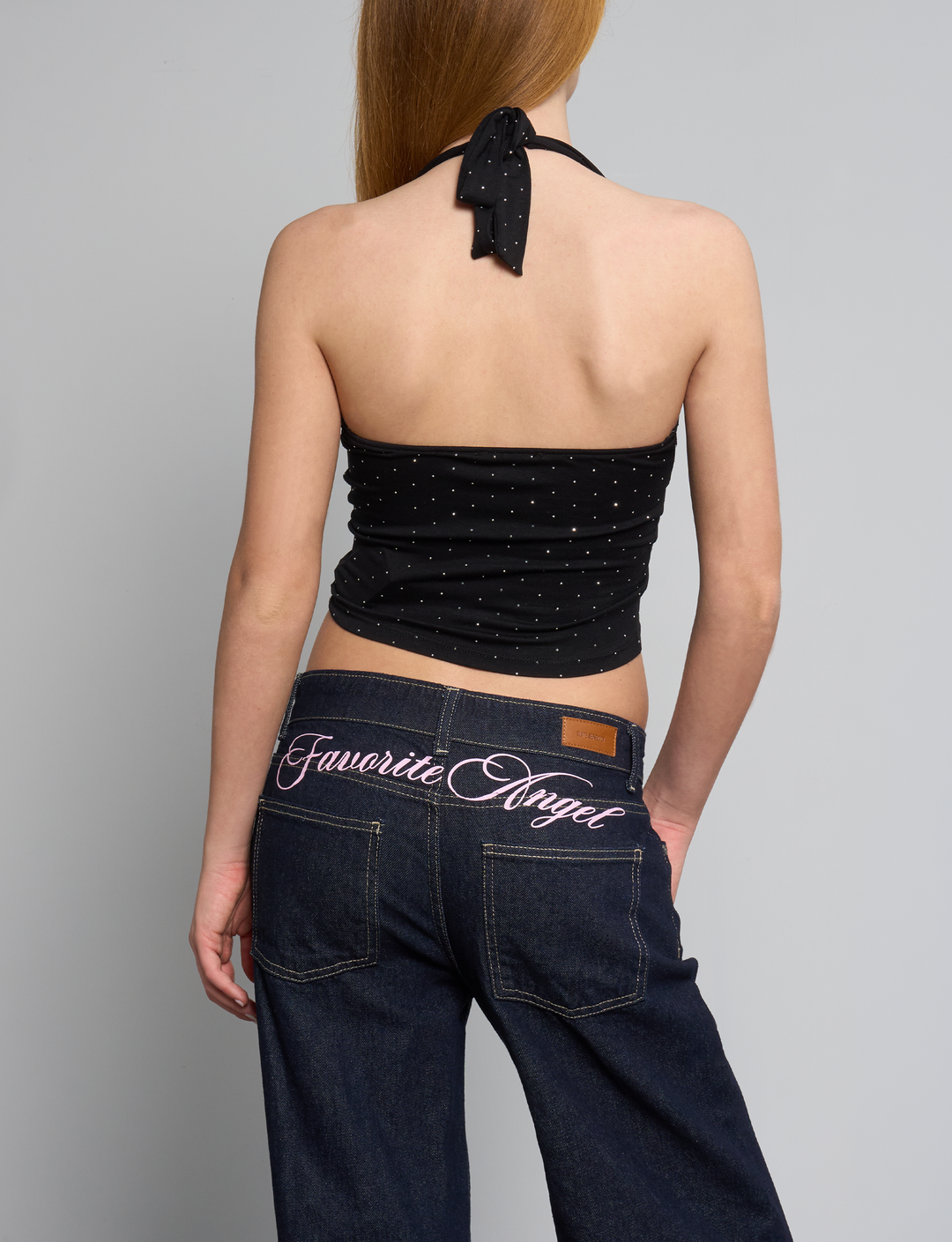 Top nero con strass retro