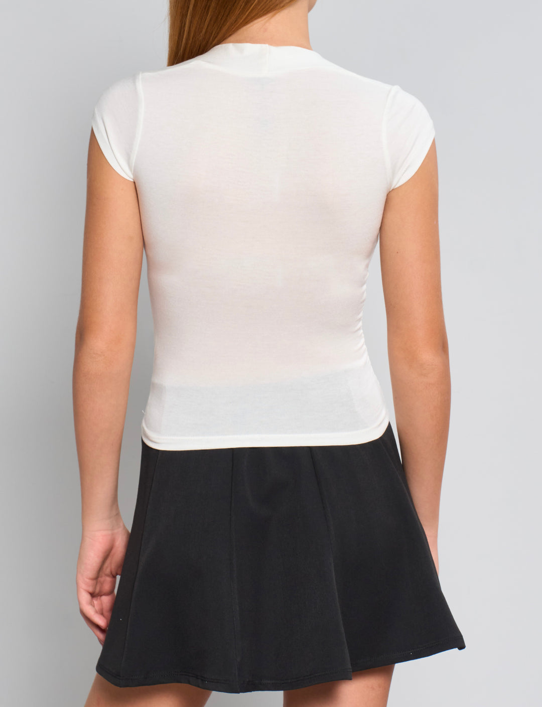 Top panna a maniche corte con scollo quadrato retro