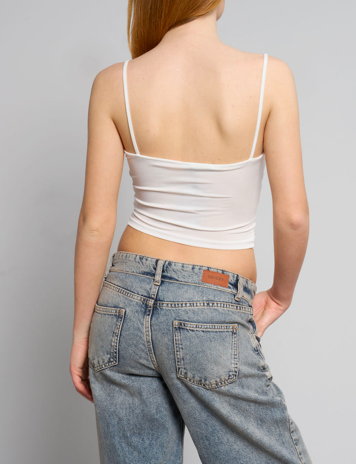 Top panna con arricciature retro